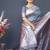 Grey silk blend saree with silver zari booti & traditional floral pallu