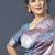 Grey silk blend saree with silver zari booti & traditional floral pallu