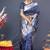 Navy blue silk blend saree with silver zari booti & traditional floral pallu