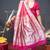 Rani pink silk blend saree with silver zari booti & traditional floral pallu