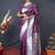 Wine silk blend saree with silver zari booti & traditional floral pallu