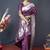 Wine silk blend saree with silver zari booti & traditional floral pallu
