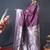 Wine silk blend saree with silver zari booti & traditional floral pallu