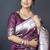 Wine silk blend saree with silver zari booti & traditional floral pallu