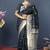 Black banarasi silk blend saree with silver zari border & woven pallu