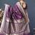 Wine purple banarasi silk blend saree with silver zari border & woven pallu