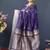 Violet banarasi silk blend saree with silver zari border & woven pallu