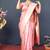Baby pink banarasi silk blend saree with silver zari border & woven pallu