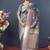 Grey banarasi silk blend saree with silver zari border & woven pallu