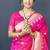 Rani pink banarasi silk blend saree with silver zari border & woven pallu