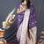 Purple banarasi silk blend saree with zari border & woven pallu