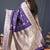 Purple banarasi silk blend saree with zari border & woven pallu