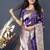 Purple banarasi silk blend saree with zari border & woven pallu