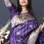 Purple banarasi silk blend saree with zari border & woven pallu