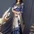 Navy blue banarasi silk blend saree with zari border & woven pallu