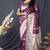 Wine banarasi silk blend saree with zari border & woven pallu