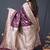 Wine banarasi silk blend saree with zari border & woven pallu