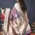 Grey banarasi silk blend saree with zari border & woven pallu