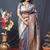 Grey banarasi silk blend saree with zari border & woven pallu