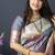 Grey banarasi silk blend saree with zari border & woven pallu