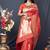 Red banarasi silk blend saree with zari border & woven pallu