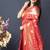 Red banarasi silk blend saree with zari border & woven pallu