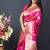 Rani pink banarasi silk blend saree with zari border & woven pallu