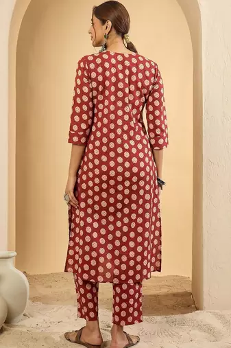 Women Printed Regular Pure Cotton Kurta with Trousers