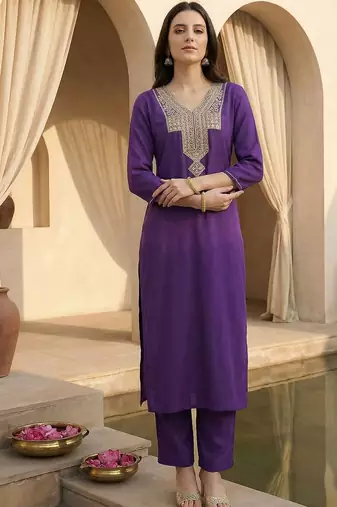 Women Ethnic Motifs Embroidered Regular Kurta with Trousers