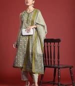 Paisley Printed Regular Pure Cotton Kurta with Trousers & With Dupatta