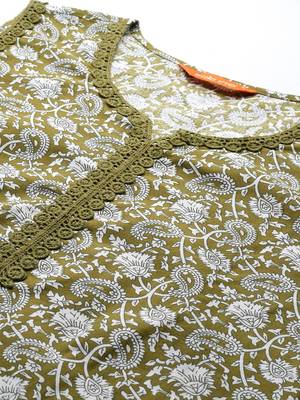 Paisley Printed Regular Pure Cotton Kurta with Trousers & With Dupatta 2