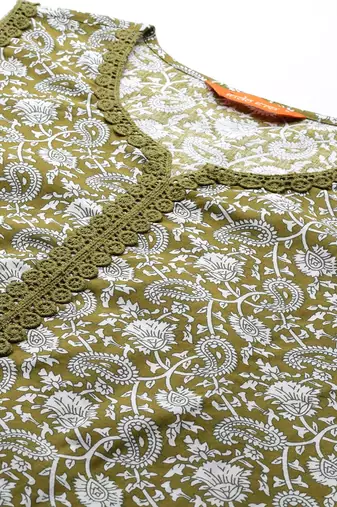 Paisley Printed Regular Pure Cotton Kurta with Trousers & With Dupatta