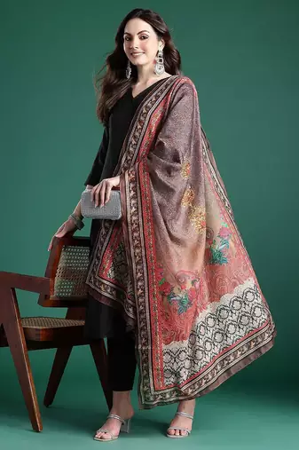 Solid Kurta With Trousers & Dupatta