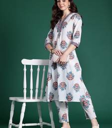 Floral Printed Pure Cotton Kurta with Trousers