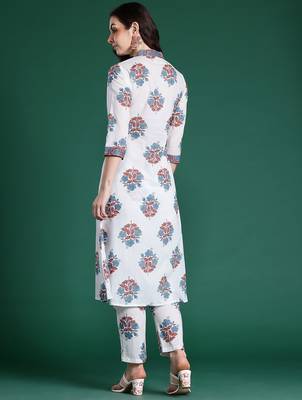 Floral Printed Pure Cotton Kurta with Trousers 6