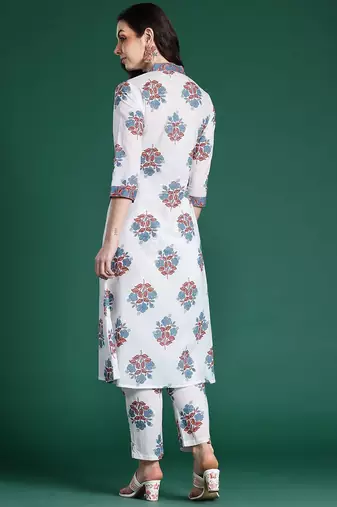 Floral Printed Pure Cotton Kurta with Trousers