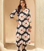 Floral Printed V Neck Kurta With Trousers
