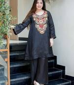 Embroidery French Crepe Fabric Flared Kurta and Palazzo Set