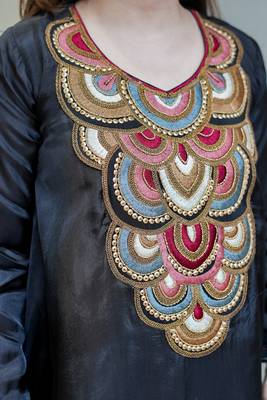 Embroidery French Crepe Fabric Flared Kurta and Palazzo Set 2
