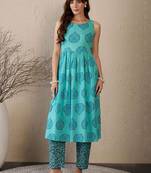Women Floral Printed Empire Pure Cotton Kurta with Palazzos