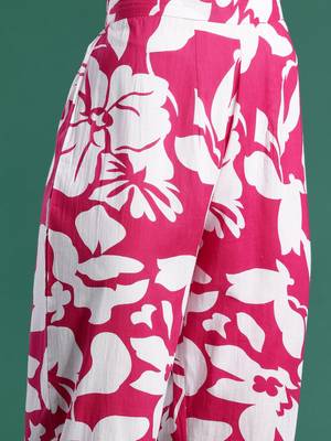 Floral Printed Pleated Pure Cotton Kurta with Trousers 3