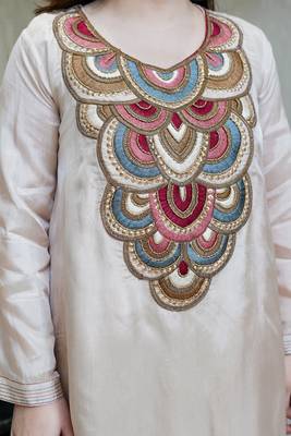 Embroidery French Crepe Fabric Flared Kurta and Palazzo Set 2