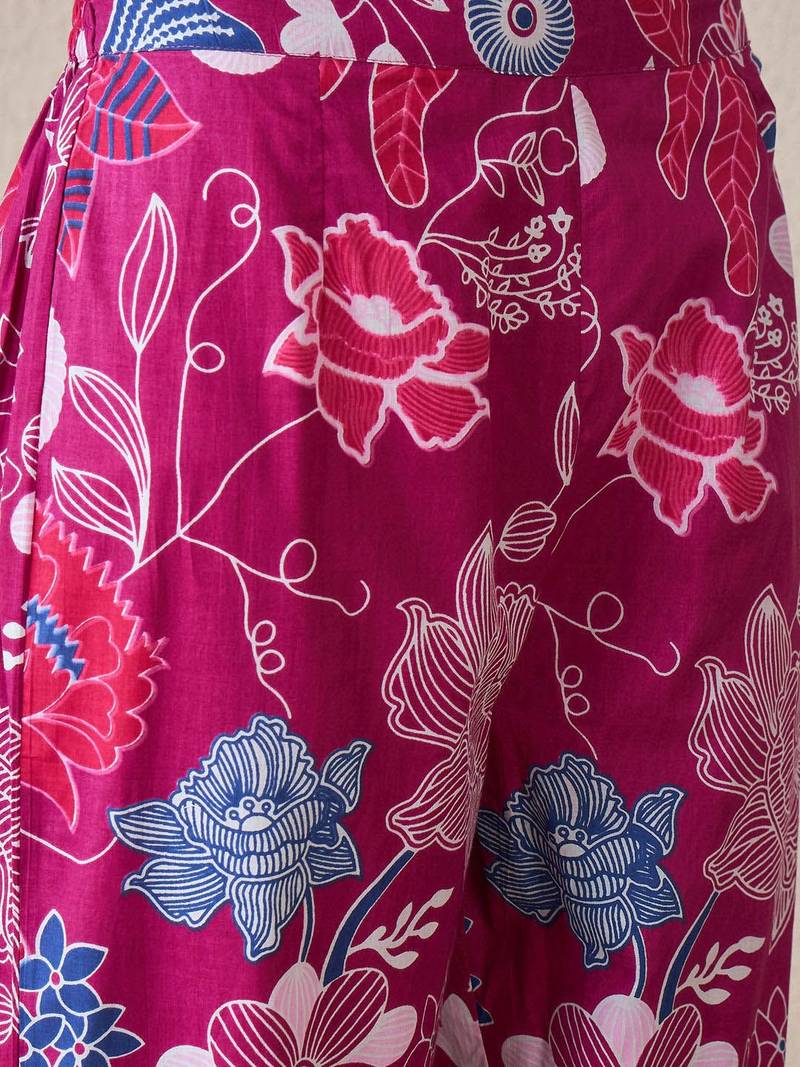 Women Floral Printed Regular Pure Cotton Kurta with Trousers