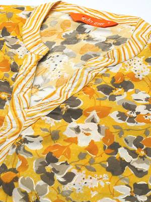 Floral Printed Regular Pure Cotton Kurta with Trousers & Dupatta 2