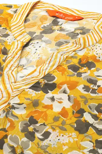 Floral Printed Regular Pure Cotton Kurta with Trousers & Dupatta