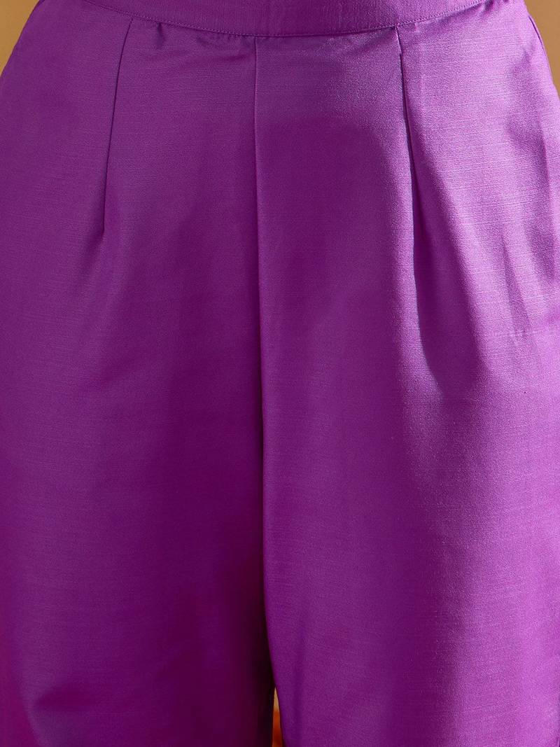 Floral Embroidered Liva Straight Kurta With Trousers & Dupatta