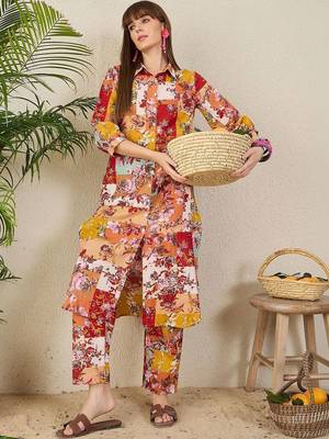 Women Ethnic Motifs Printed Regular Pure Cotton Kurta with Trousers 1