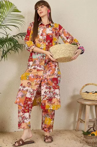 Women Ethnic Motifs Printed Regular Pure Cotton Kurta with Trousers