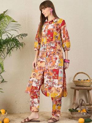 Women Ethnic Motifs Printed Regular Pure Cotton Kurta with Trousers 3