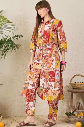 Women Ethnic Motifs Printed Regular Pure Cotton Kurta with Trousers